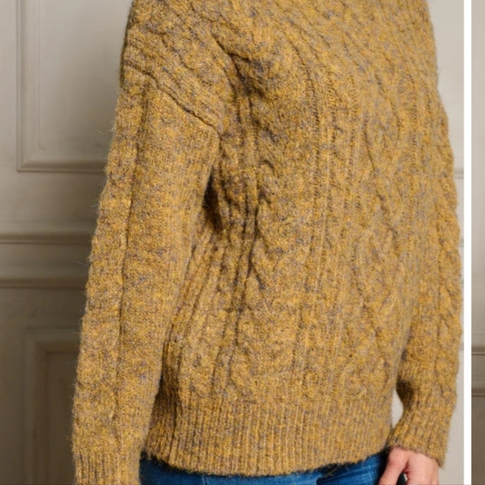 Mystree Women's Cable Knit Sweater - Gold - Picture 2 of 4